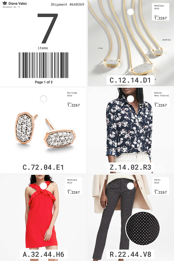 NadineWest: The pick slip was rebuilt around the same card language as the returns screen — one glance to identify a large-format photo, SKU, and pick location per item.
